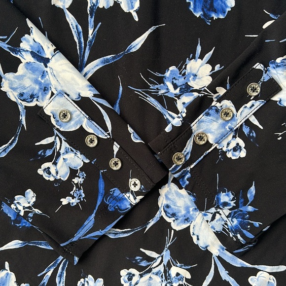 Tommy Hilfiger Blue Black White Floral Pattern Dress, Size 16 - Picture 5 of 7